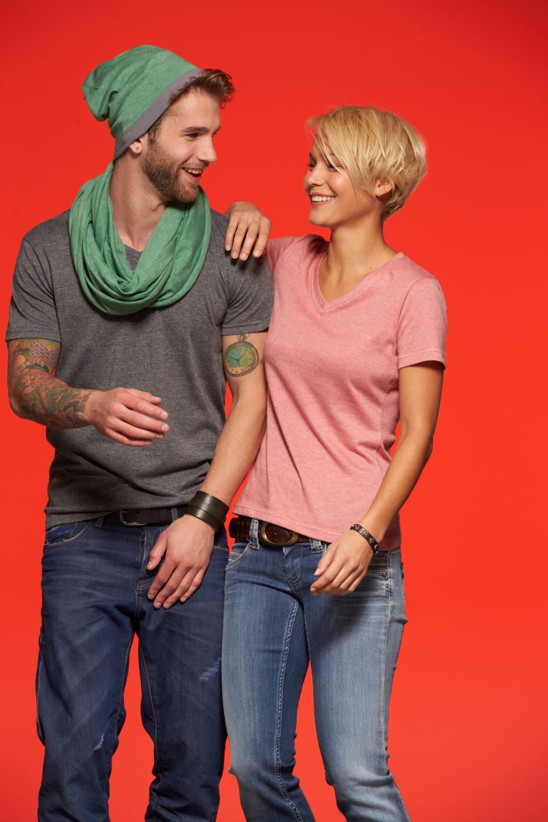 Herren V-Ausschnitt Melange T-Shirt Daiber | JN 974