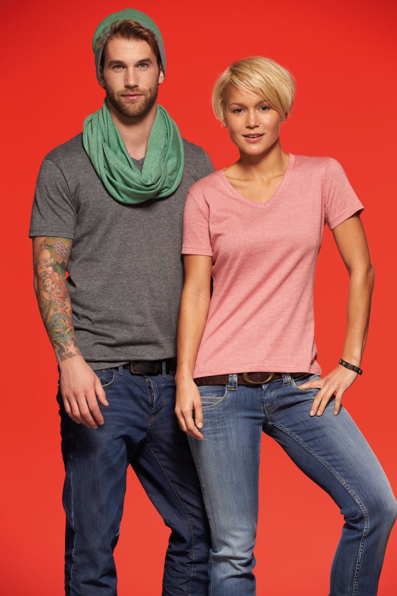 Herren V-Ausschnitt Melange T-Shirt Daiber | JN 974