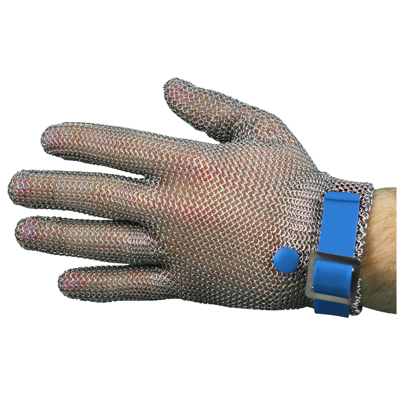 Kettenhandschuh L Blau Inox