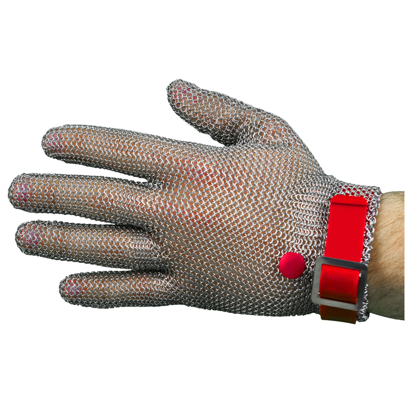Kettenhandschuh M Rot Inox