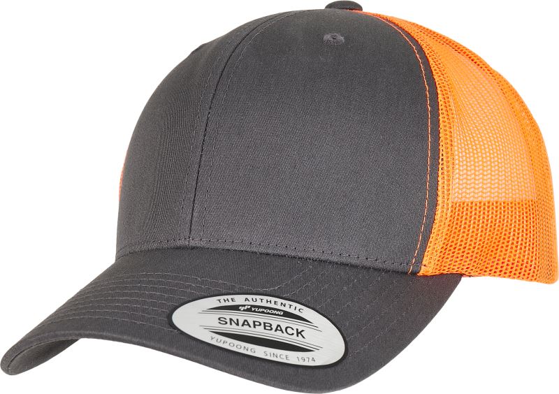 charcoal/neon orange